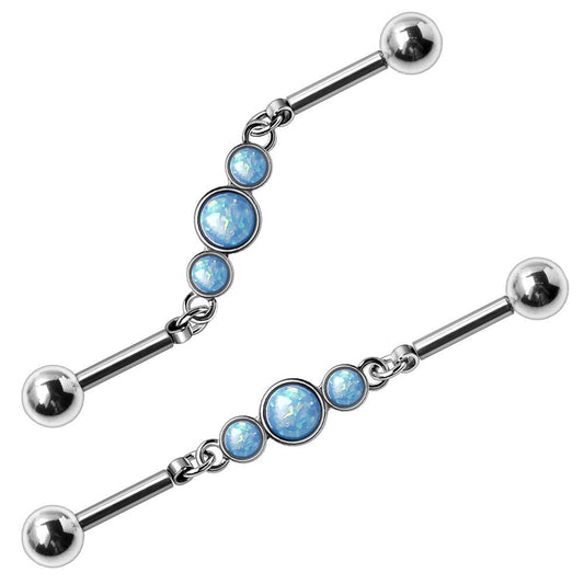 Stainless Steel Blue Bubble Chain Industrial Barbell - Skin Metals