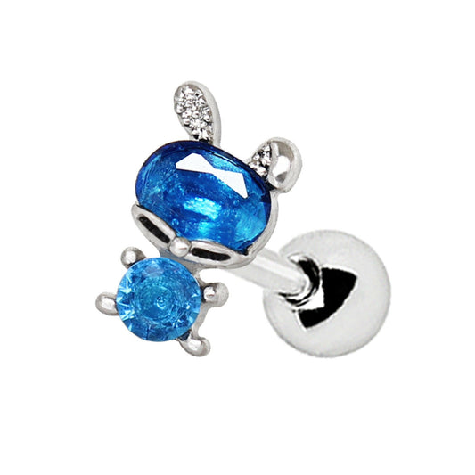 Stainless Steel Blue Bunny Cartilage Earring Cartilage Earring Impulse Piercings 16 gaugeLength: 1/4"