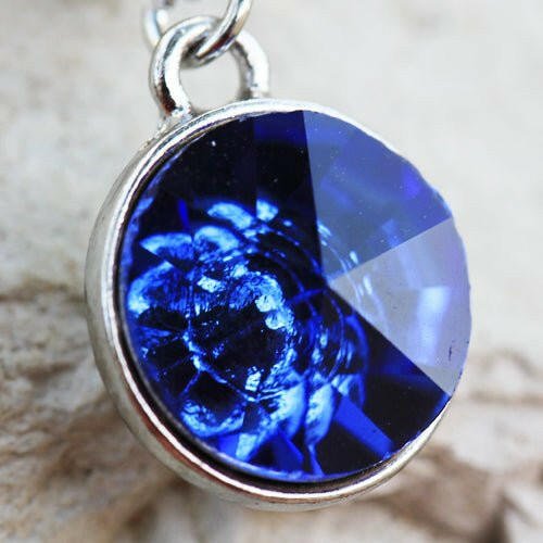 Stainless Steel Blue Captured Flower Faceted CZ Dangle Navel Ring