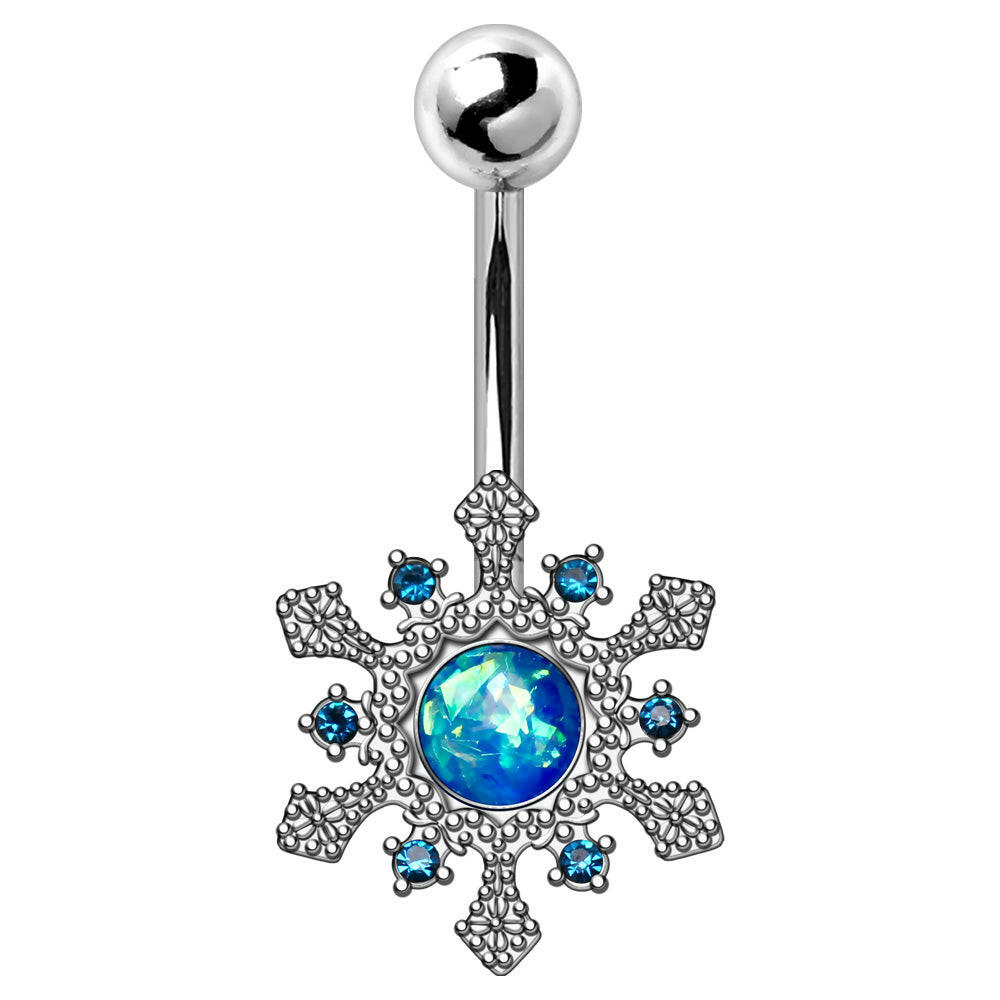 Stainless Steel Blue Snowflake Navel Ring Navel Ring Impulse Piercings