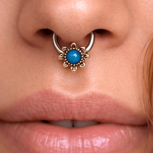 Stainless Steel Blue Star Snap-in Captive Bead Ring / Septum Ring Septum Ring Skin Metals