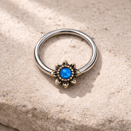 Stainless Steel Blue Star Snap-in Captive Bead Ring / Septum Ring Septum Ring Skin Metals