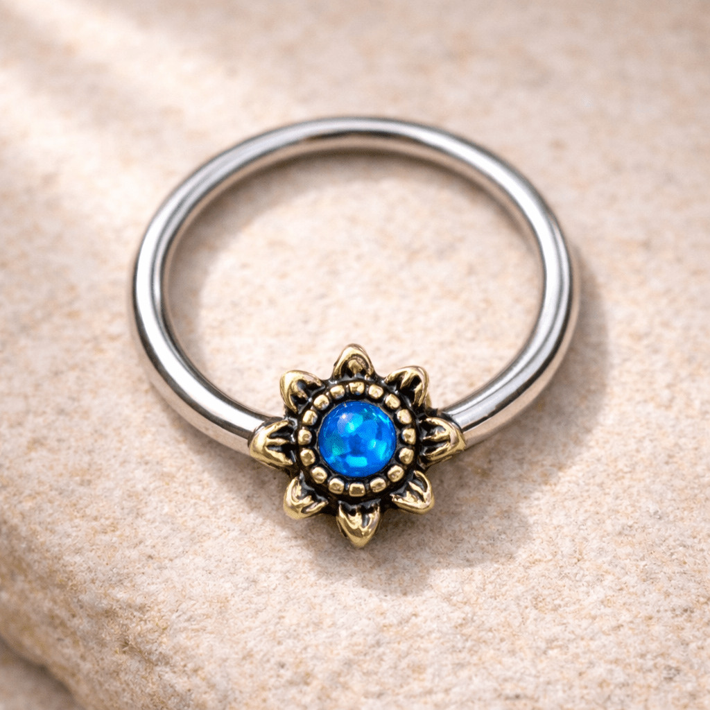 Stainless Steel Blue Star Snap-in Captive Bead Ring / Septum Ring Septum Ring Skin Metals