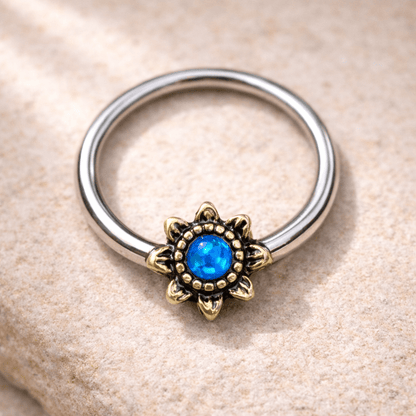 Stainless Steel Blue Star Snap-in Captive Bead Ring / Septum Ring Septum Ring Skin Metals