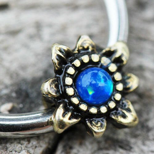 Stainless Steel Blue Star Snap-in Captive Bead Ring / Septum Ring Septum Ring Impulse Piercings