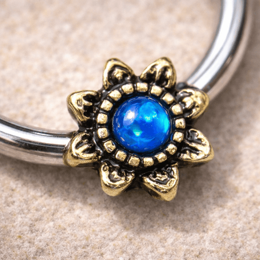 Stainless Steel Blue Star Snap-in Captive Bead Ring / Septum Ring Septum Ring Skin Metals