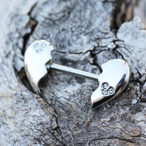 Stainless Steel Broken Heart Nipple Bar Nipple Ring Impulse Piercings