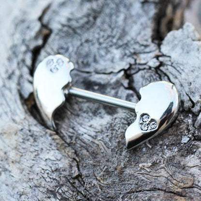 Stainless Steel Broken Heart Nipple Bar Nipple Ring Impulse Piercings