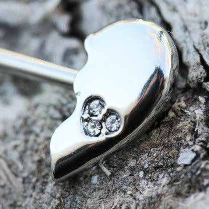 Stainless Steel Broken Heart Nipple Bar Nipple Ring Impulse Piercings