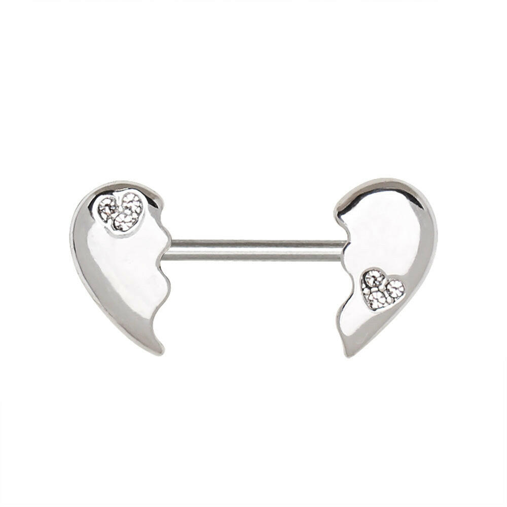 Stainless Steel Broken Heart Nipple Bar Nipple Ring Impulse Piercings