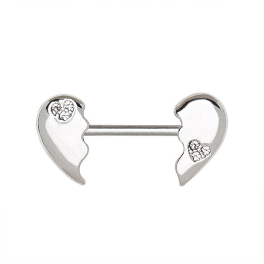 Stainless Steel Broken Heart Nipple Bar Nipple Ring Impulse Piercings