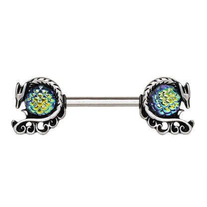 Stainless Steel Cabochon Dragon Nipple Bar Nipple Ring Impulse Piercings