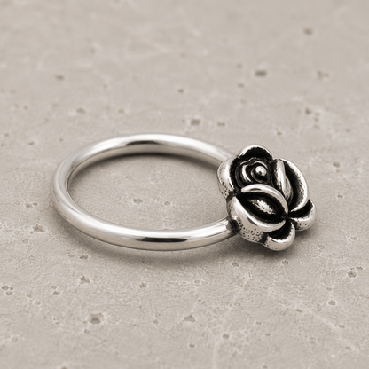 Stainless Steel Captive Bead Ring with Antique Plated Flower - Skin Metals