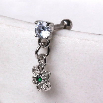 Stainless Steel Cartilage Earring with Flower Dangle