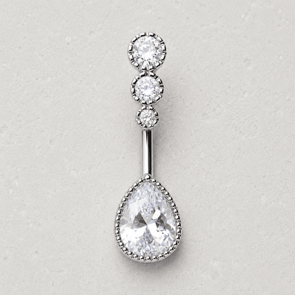 Stainless Steel Cascading Teardrop Belly Button Navel Ring - Skin Metals
