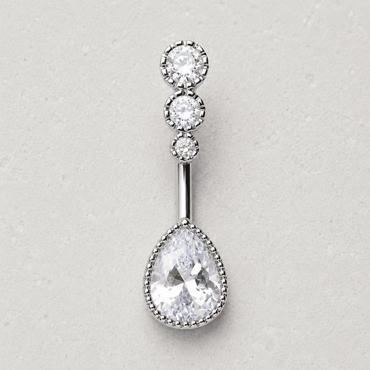 Stainless Steel Cascading Teardrop Belly Button Navel Ring - Skin Metals