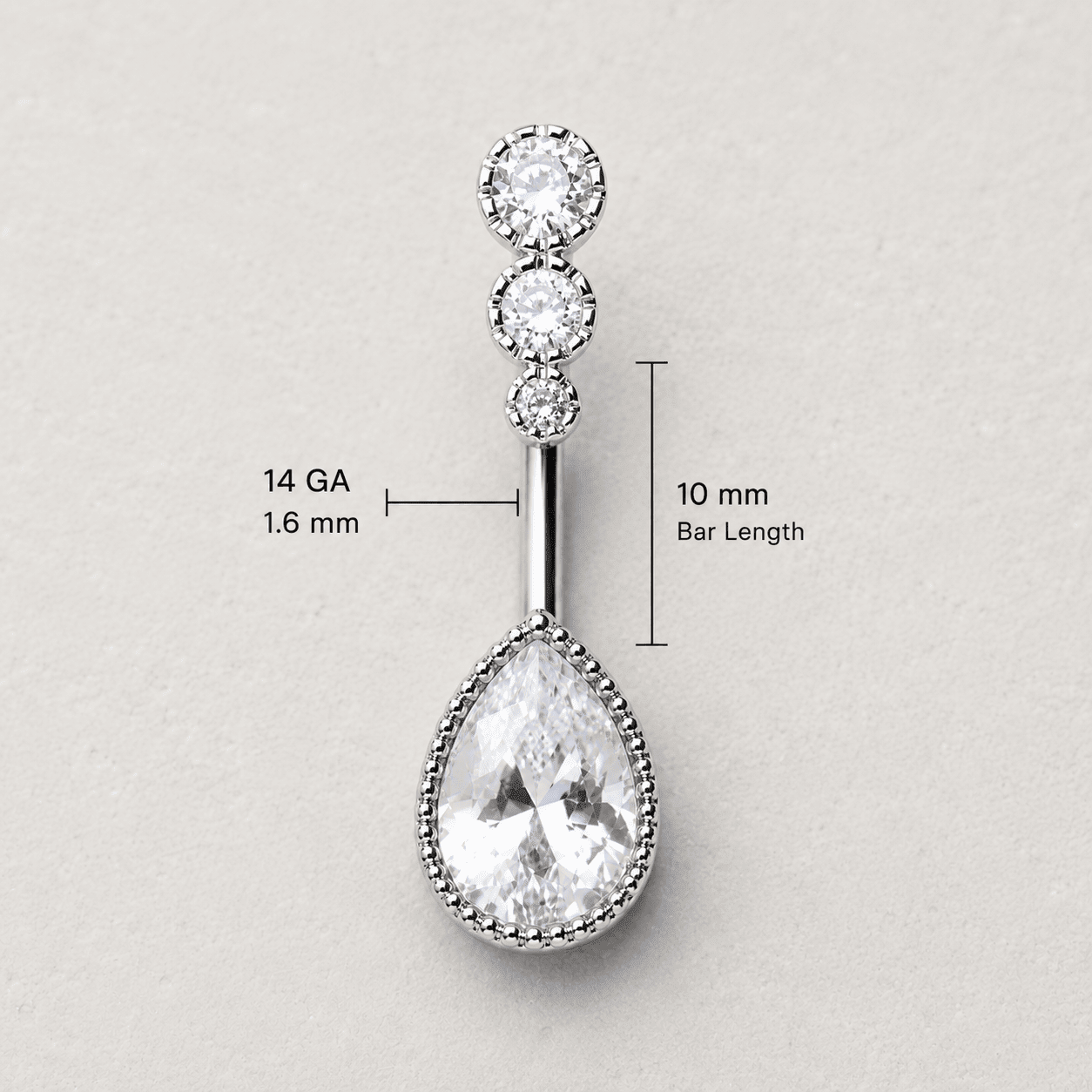 Stainless Steel Cascading Teardrop Belly Button Navel Ring - Skin Metals