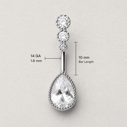 Stainless Steel Cascading Teardrop Belly Button Navel Ring - Skin Metals