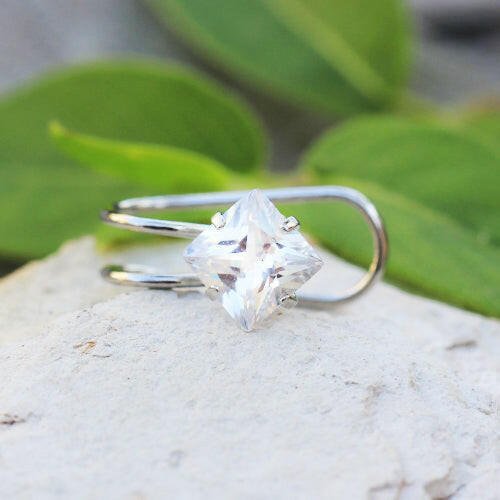 Stainless Steel Clip-On Cartilage Earring with Multi-Shaped CZ
