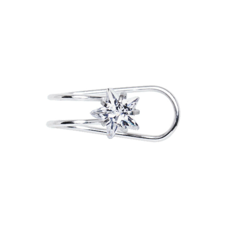 Stainless Steel Clip-On Cartilage Earring with Multi-Shaped CZ