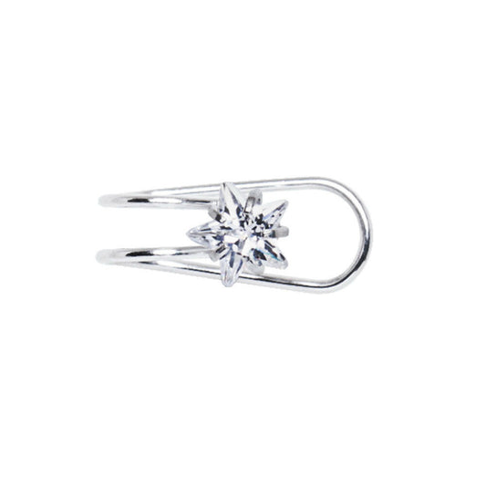 Stainless Steel Clip-On Cartilage Earring with Multi-Shaped CZ