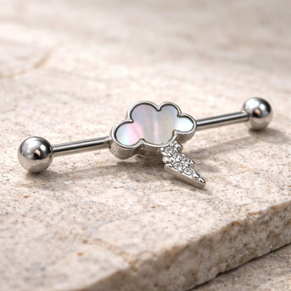 Stainless Steel Cloud and Lighting Industrial Barbell Industrial Barbell Impulse Piercings