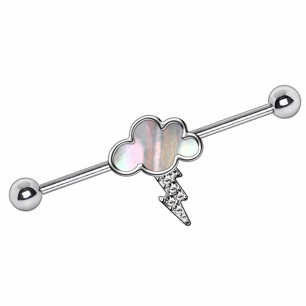 Stainless Steel Cloud and Lighting Industrial Barbell Industrial Barbell Impulse Piercings