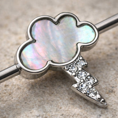 Stainless Steel Cloud and Lighting Industrial Barbell Industrial Barbell Impulse Piercings