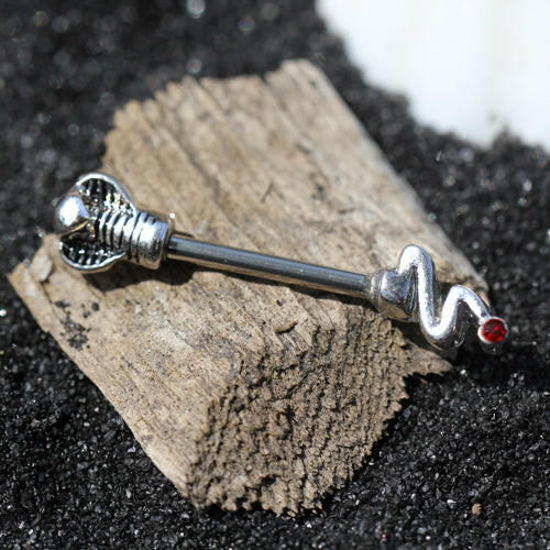 Stainless Steel Cobra Nipple Bar Nipple Ring Impulse Piercings