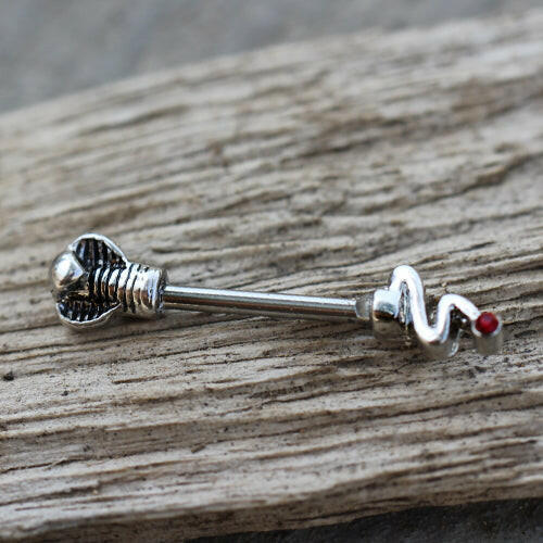 Stainless Steel Cobra Nipple Bar Nipple Ring Impulse Piercings