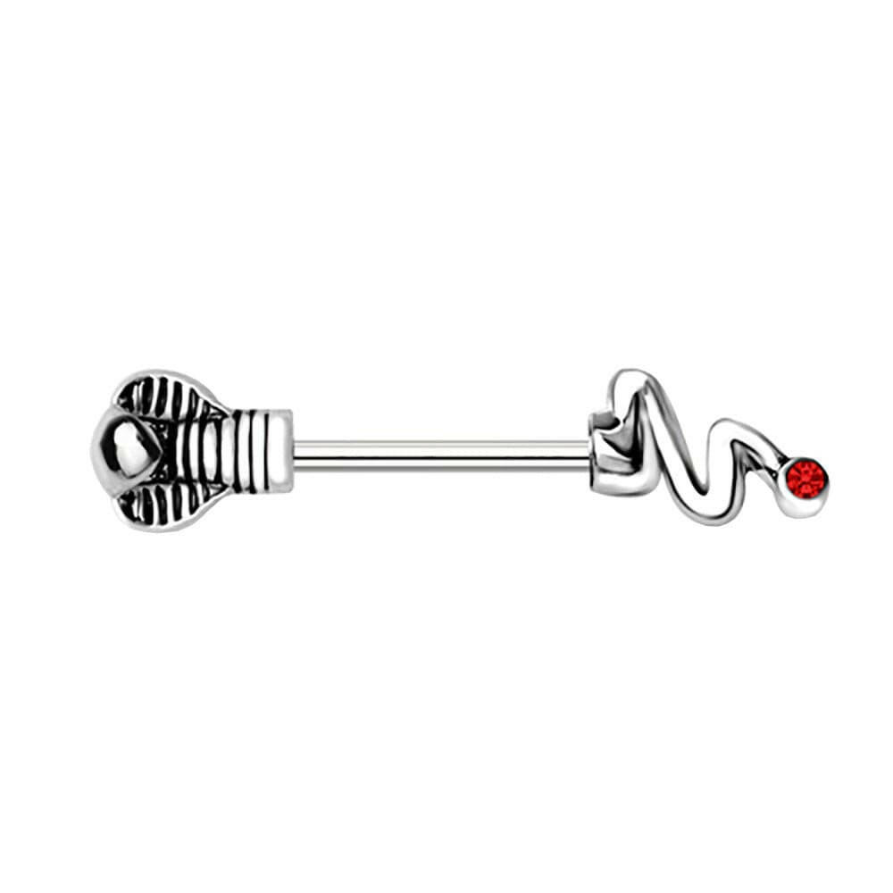 Stainless Steel Cobra Nipple Bar Nipple Ring Impulse Piercings