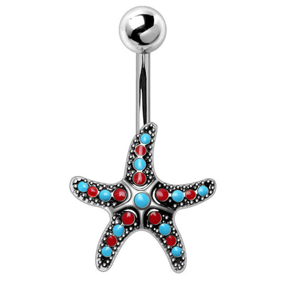 Stainless Steel Colorful Starfish Navel Ring Navel Ring
