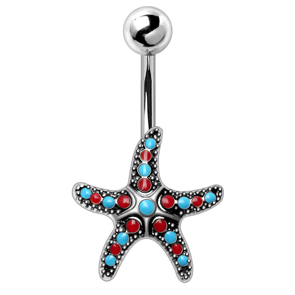 Stainless Steel Colorful Starfish Navel Ring Navel Ring Impulse Piercings