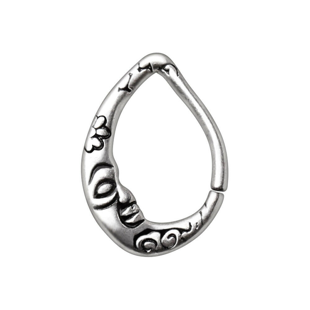 Stainless Steel Crescent Moon Teardrop Seamless Ring Seamless Ring Impulse Piercings