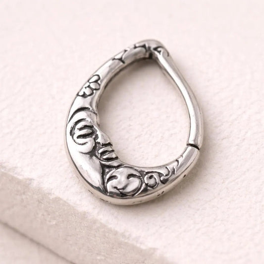 Stainless Steel Crescent Moon Teardrop Seamless Ring Seamless Ring Skin Metals
