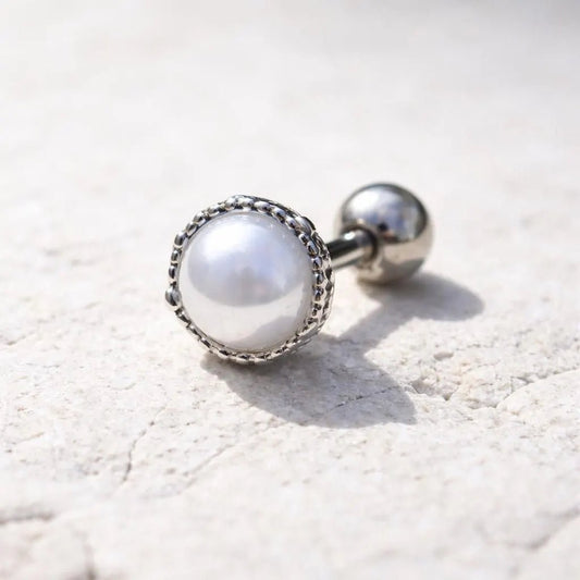 Stainless Steel Crown Pearl Cartilage Earring Cartilage Skin metals