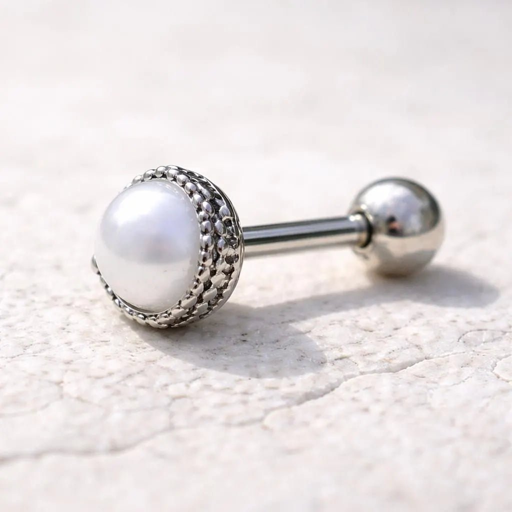 Stainless Steel Crown Pearl Cartilage Earring Cartilage Skin metals