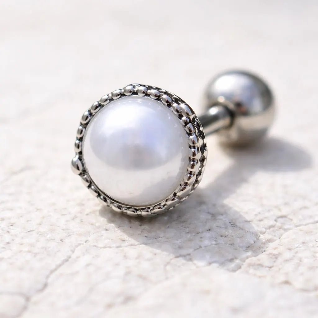 Stainless Steel Crown Pearl Cartilage Earring Cartilage Skin metals