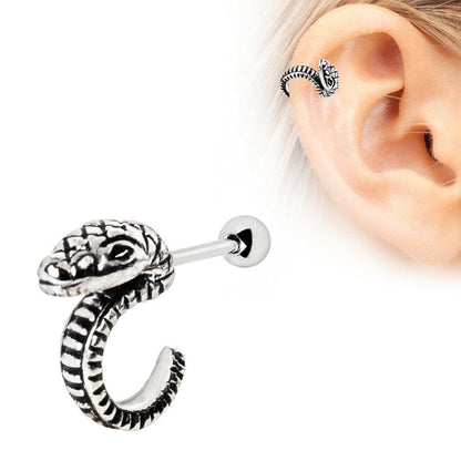 Stainless Steel Curved Snake Cartilage Earring Cartilage Earring Impulse Piercings