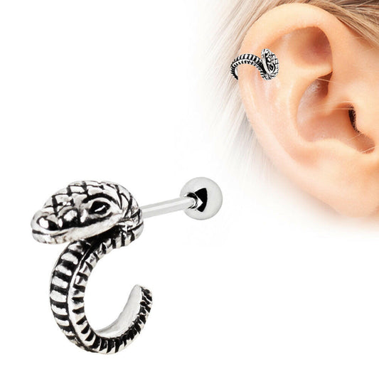 Stainless Steel Curved Snake Cartilage Earring