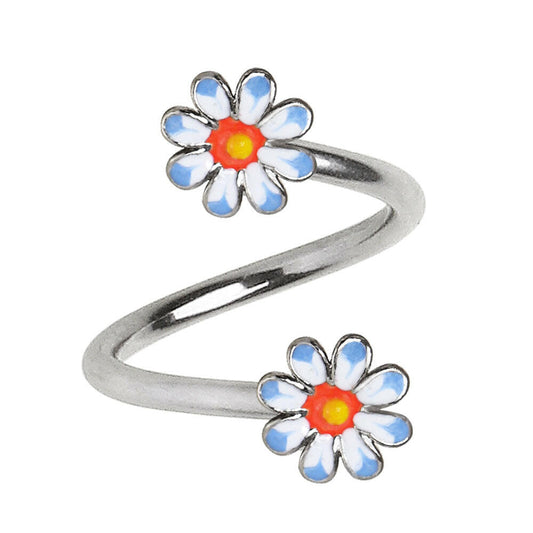 Stainless Steel Daisy Flower Twist Jewelry Navel Ring Impulse Piercings