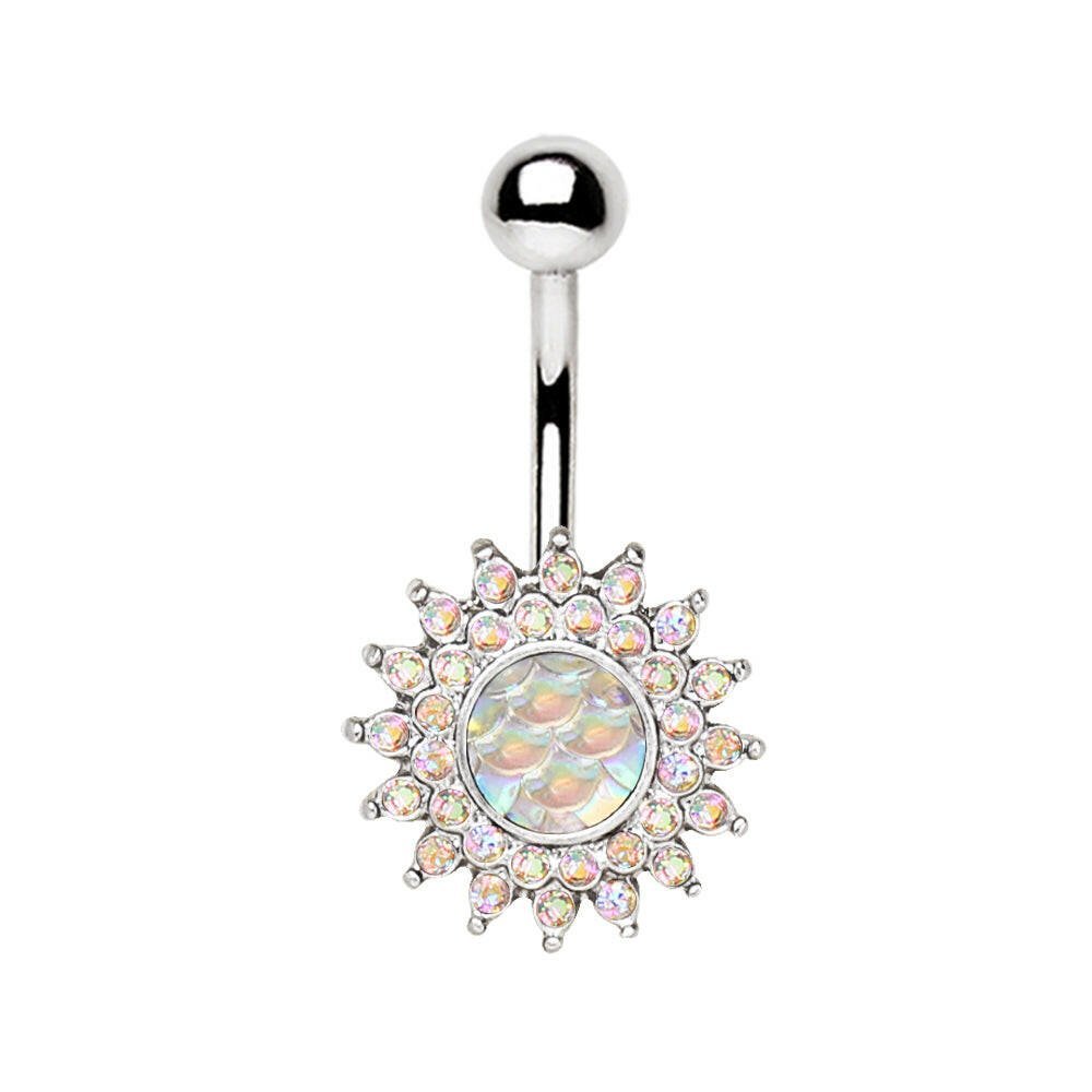 Stainless Steel Dazzling Aurora Sunburst Navel Ring Navel Ring