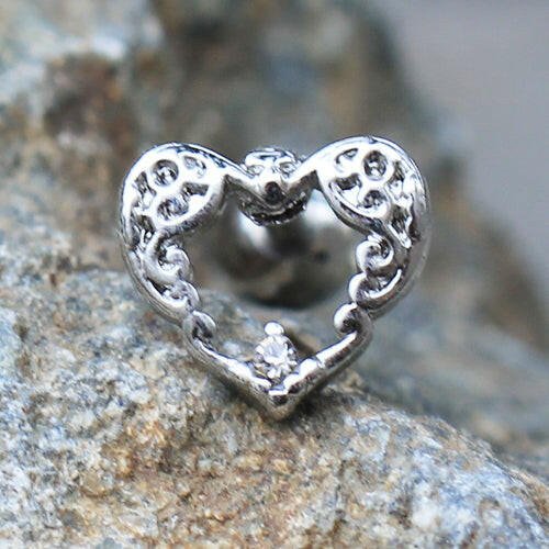 Stainless Steel Decorated Heart Cartilage Earring Cartilage Earring Impulse Piercings