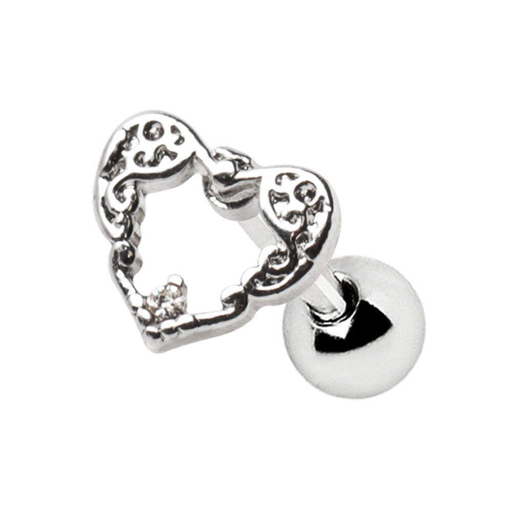 Stainless Steel Decorated Heart Cartilage Earring Cartilage Earring Impulse Piercings