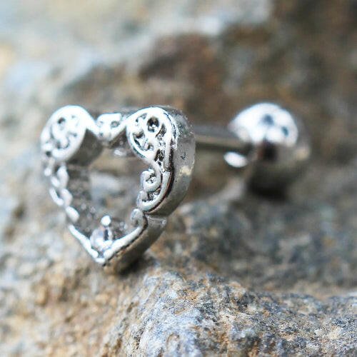 Stainless Steel Decorated Heart Cartilage Earring Cartilage Earring Impulse Piercings