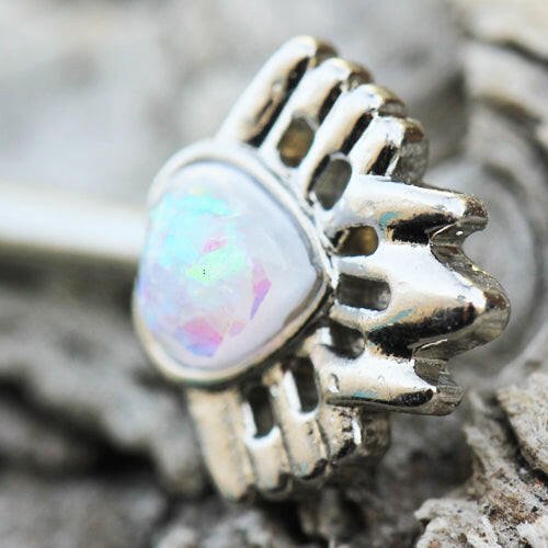 Stainless Steel Decorative Synthetic Opal Heart Nipple Bar Nipple Ring Impulse Piercings