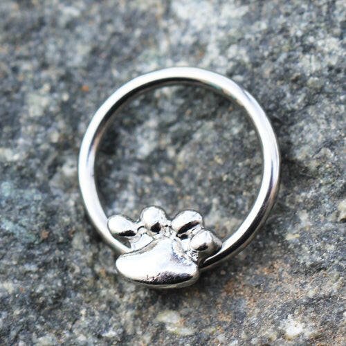 Stainless Steel Dog Puppy Paw Snap-in Captive Bead Ring / Septum Ring Septum Ring Impulse Piercings