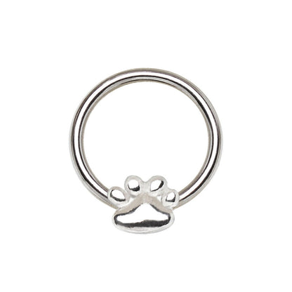 Stainless Steel Dog Puppy Paw Snap-in Captive Bead Ring / Septum Ring Septum Ring Impulse Piercings