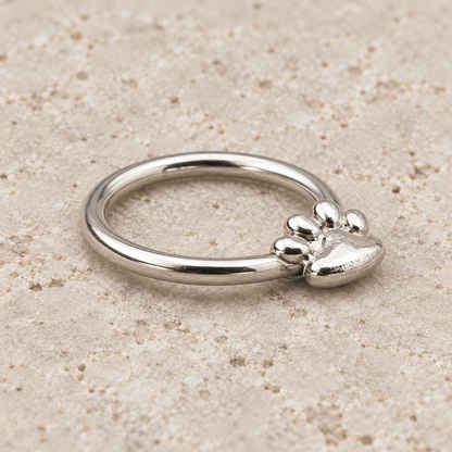 Stainless Steel Dog Puppy Paw Snap-in Captive Bead Ring / Septum Ring - Skin Metals