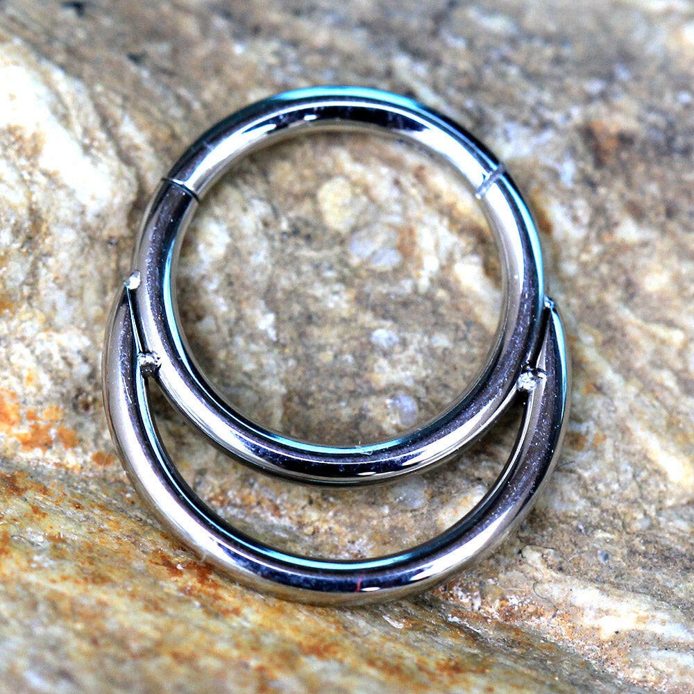 Stainless Steel Double Ring Seamless Clicker Ring Septum Ring Impulse Piercings